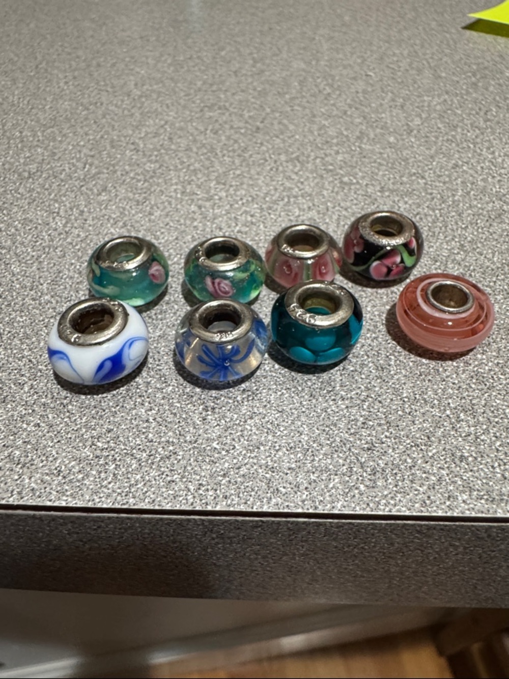 Glass Floral European Charm Beads - Multicolor - Picture 3 of 3